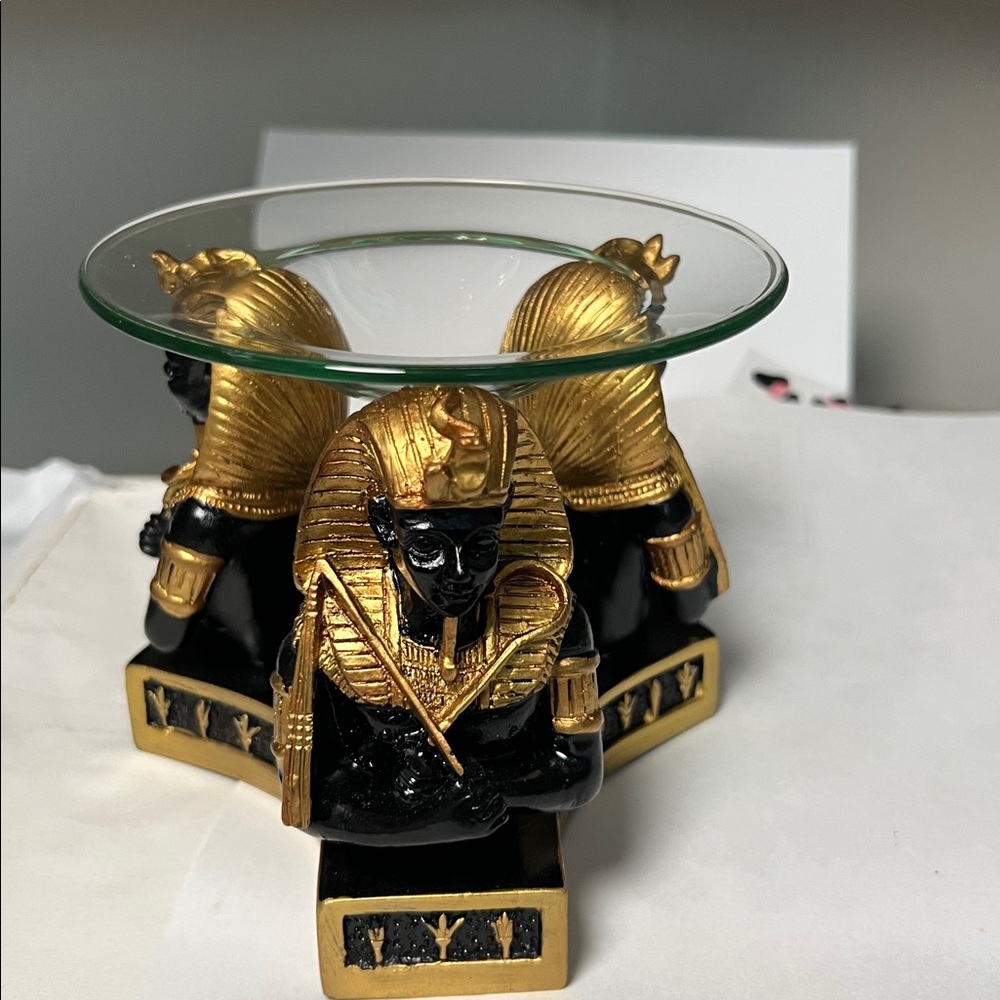 Egyptian Themed Candle Holder with Glass Top